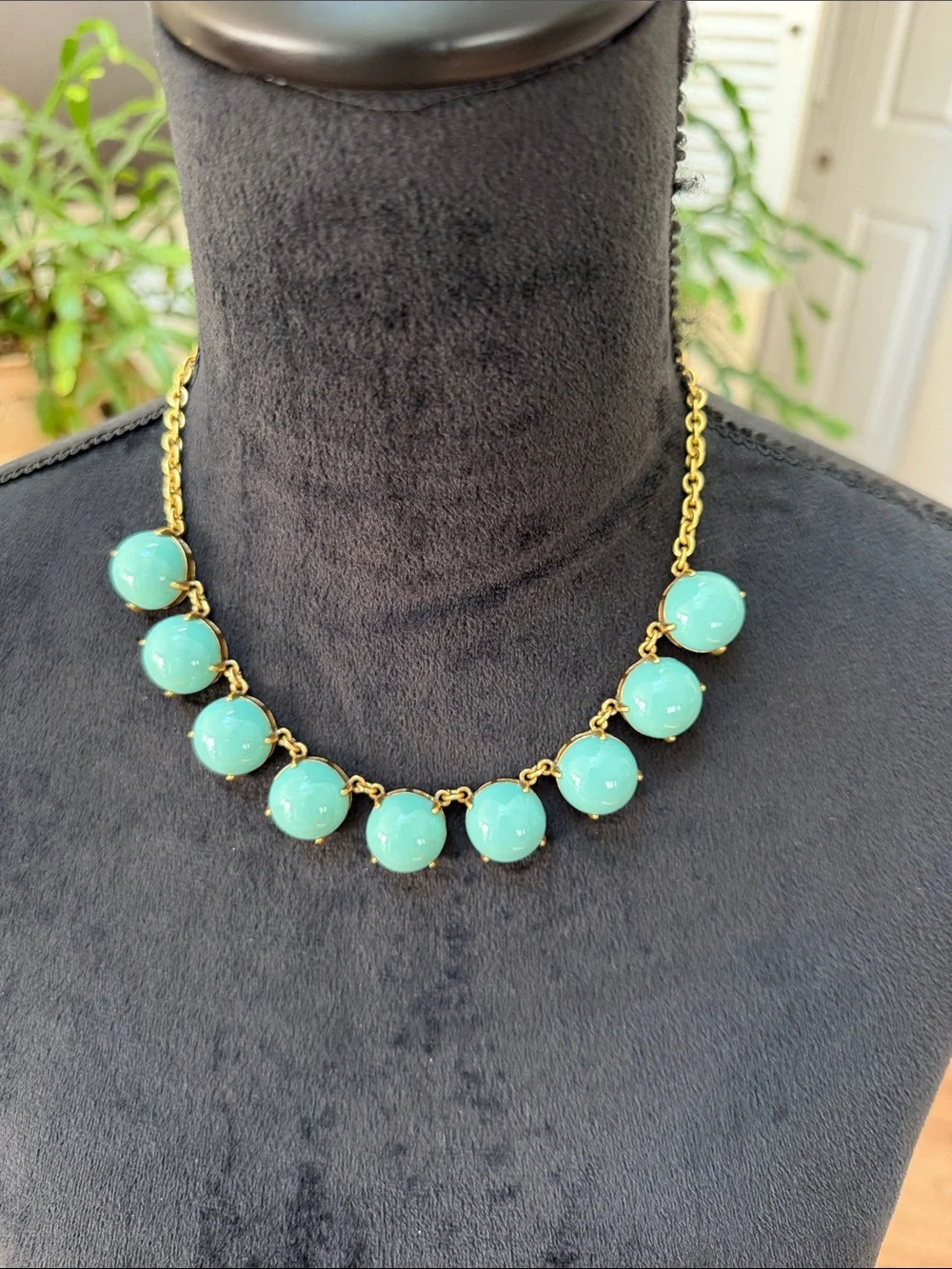 J.Crew Aqua Bubble Bead statement necklace, EUC
